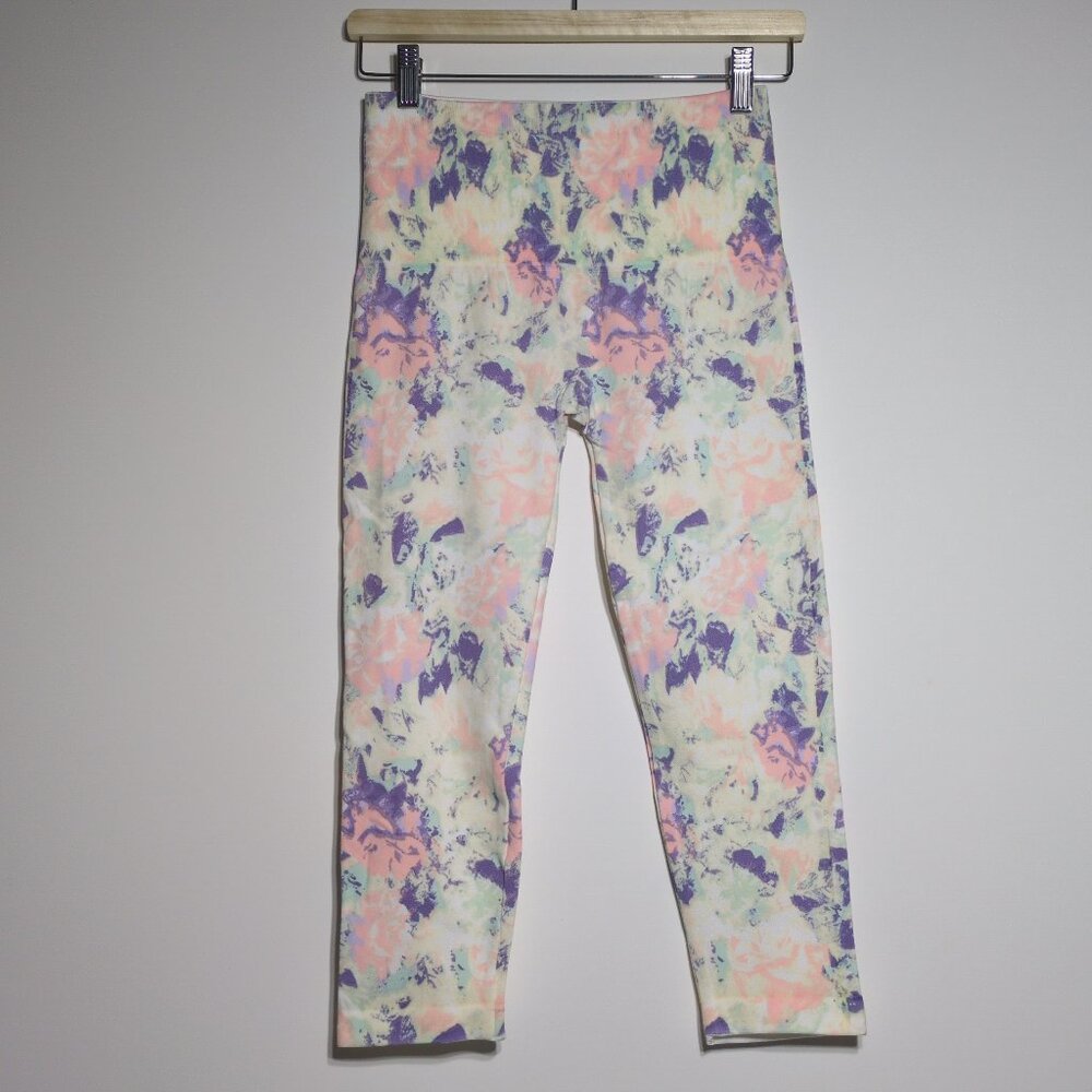 Breezies Leggings Womens Medium Cropped Tie Dye Pastel Mid Rise - Picture 2 of 5